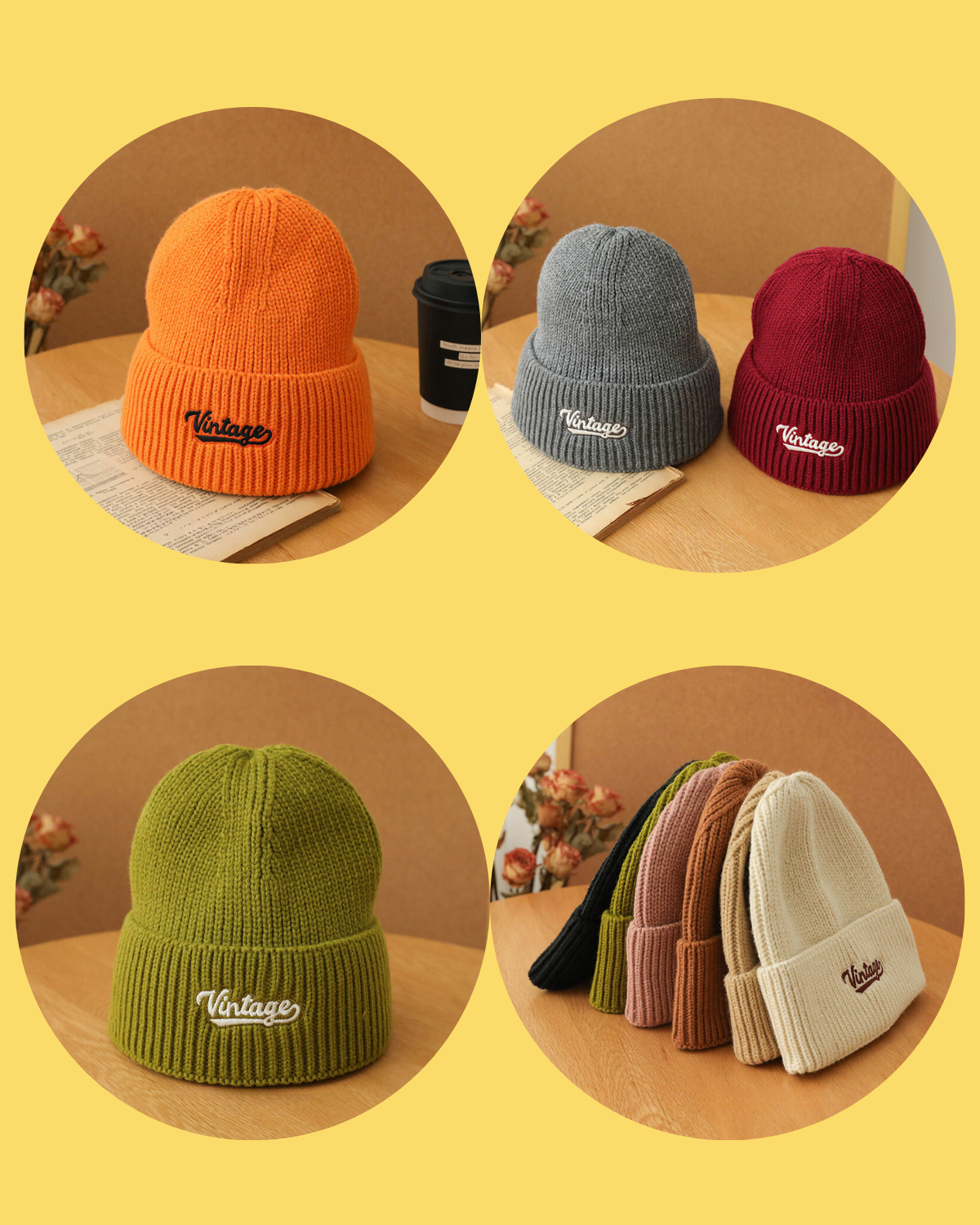 VINTAGE Universal Ribbed Knit Beanie