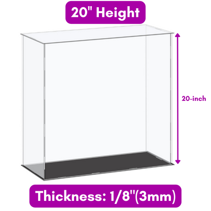20-inch Tall Custom Size Assembly Acrylic Display Case With Black Base