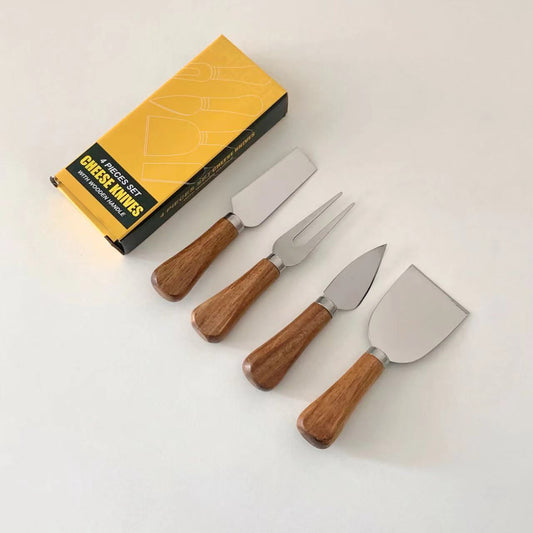 4 Pieces Set Cheese Knives With Wood Handle