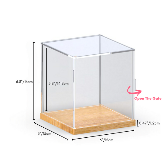 6'' x 6'' x 6'' Wood Base Display Case With Side-Open Door