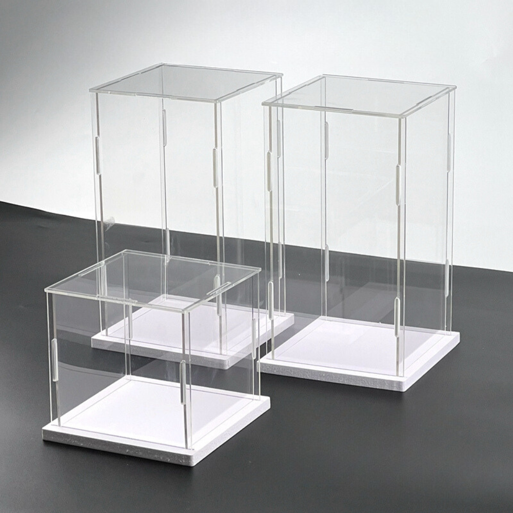 10-inch Tall Custom Size Assembly Acrylic Display Case With White Base