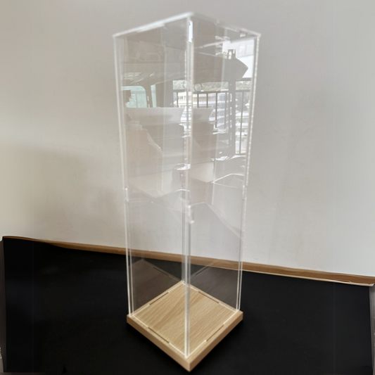 8" Height Self-Assembled Acrylic Display Box With Wood Base