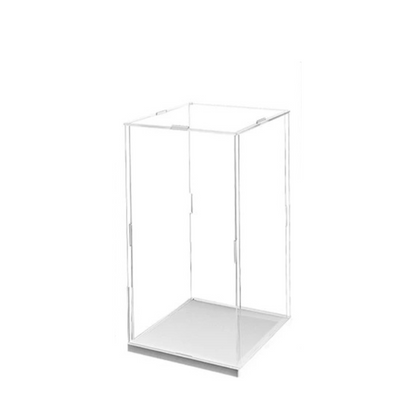 10 inches Tall Self-Assembled Acrylic Display Case With White Base