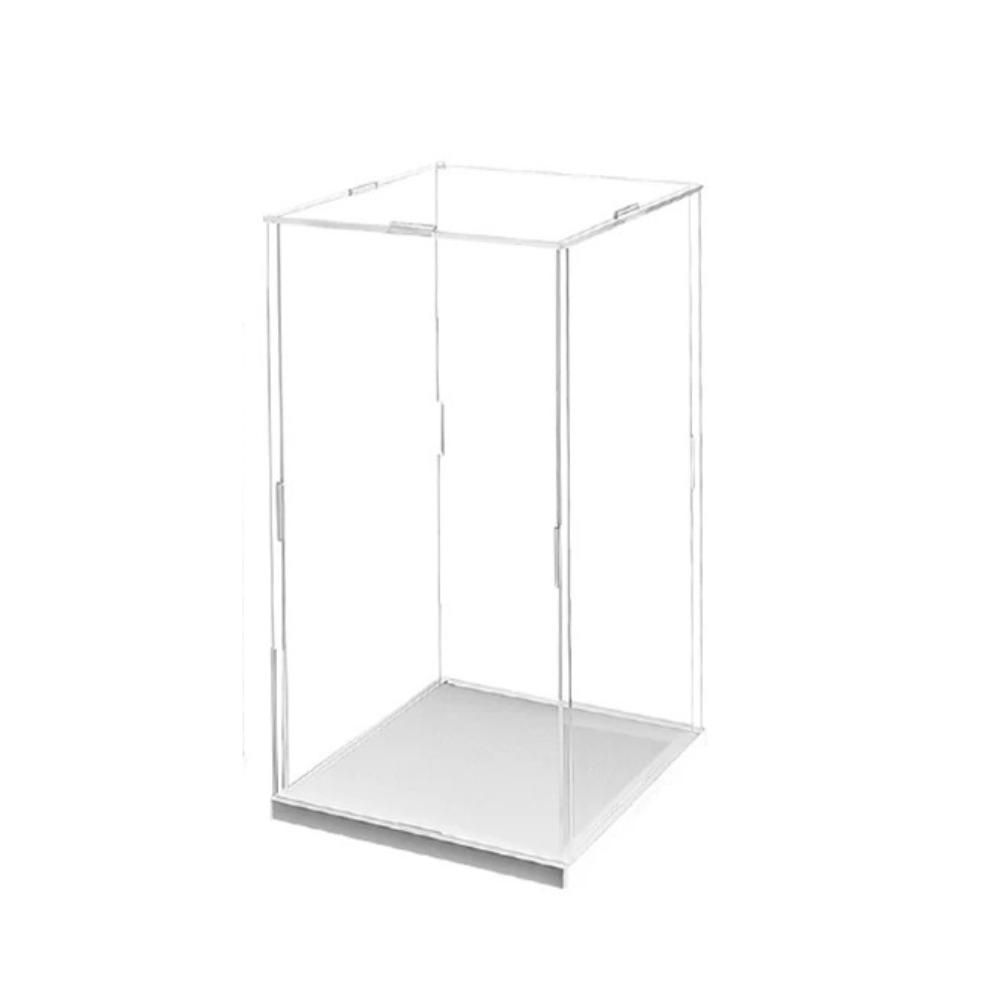 12 inches Tall Self-Assembled Acrylic Display Case With White Base