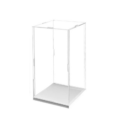 12 inches Tall Self-Assembled Acrylic Display Case With White Base