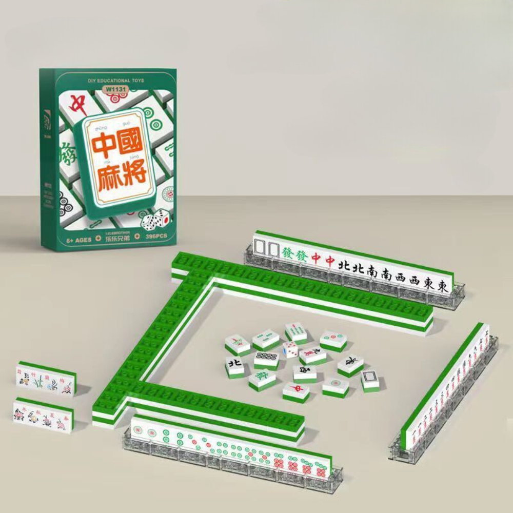 Pandas And Mahjong Building Blocks 4+1 Pcs Set DIY Toys