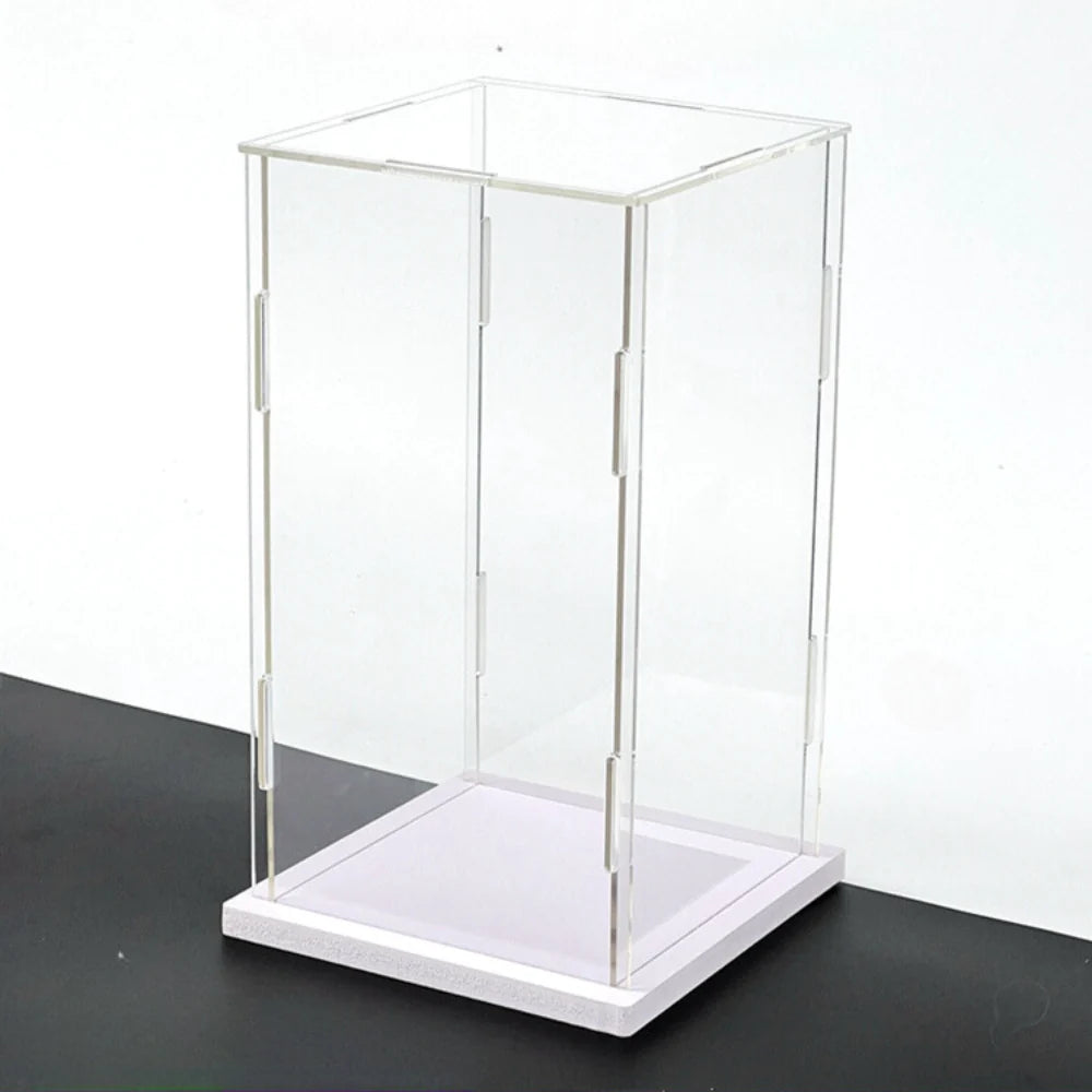 Custom Size Clear Plastic Display Cube with White Acrylic Base