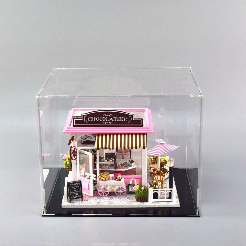 4 inches Tall Self-Assembled Acrylic Display Case With Black Base