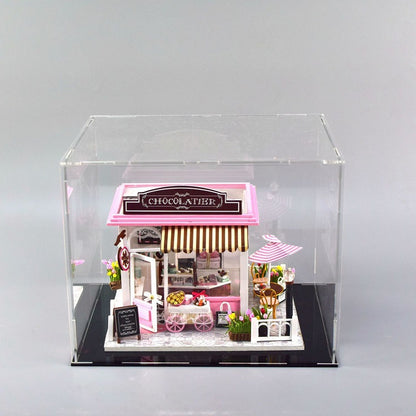 8 inches Tall Self-Assembled Acrylic Display Case With Black Base