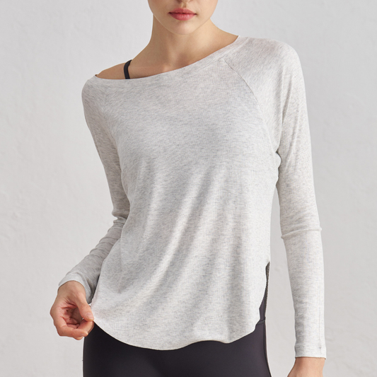 Ribbed Long Sleeve Slim Casual Top