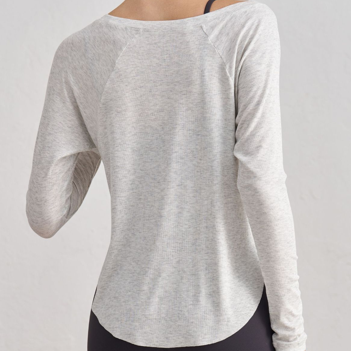 Ribbed Long Sleeve Slim Casual Top