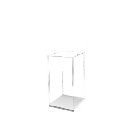 8 inches Tall Self-Assembled Acrylic Display Case With White Base