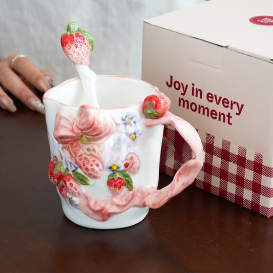 Berry Flower Mug With Spoon
