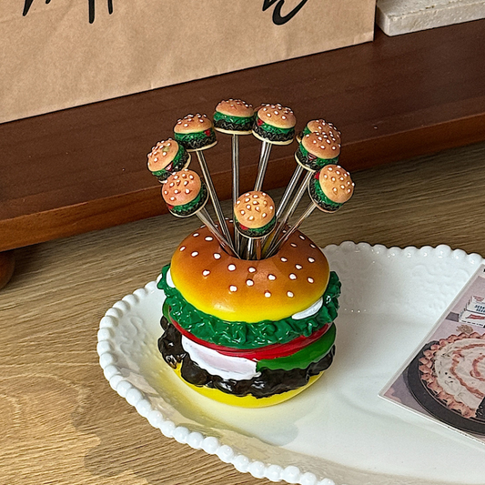 Creative Fruit Fork Set with 10 Hamburger