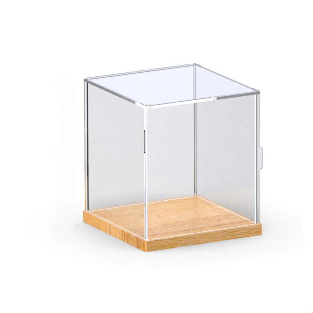 6'' Tall x 6'' Length x 6'' Width Wooden Base Display Case With Side-Open Door