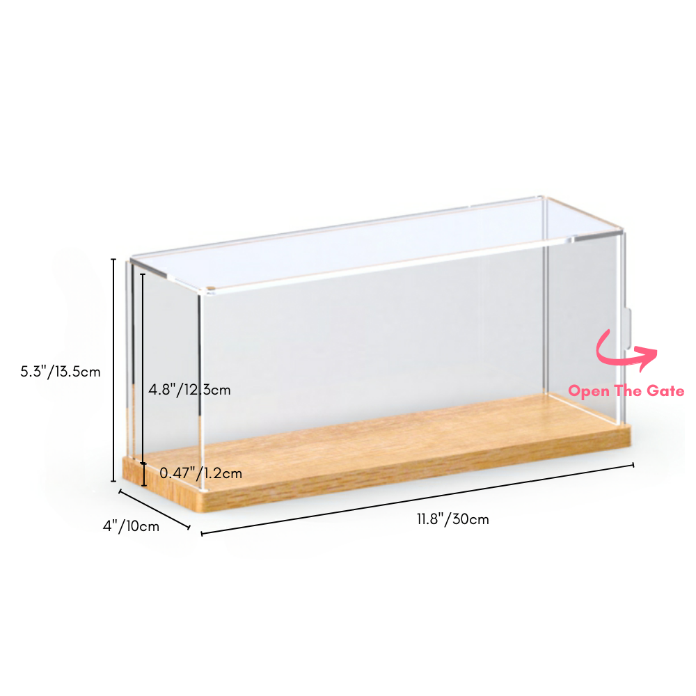 5.3'' Tall x 12'' Length x 4'' Width Wooden Base Display Case With Side-Open Door