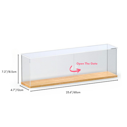 7.2'' Tall x 24'' Length x 4.7'' Width Wooden Base Display Case With Side-Open Door