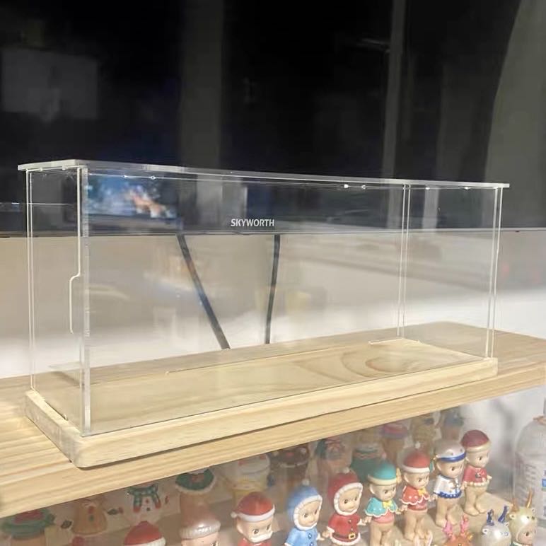 5.3'' Tall x 16'' Length x 4'' Width Wooden Base Display Case With Side-Open Door