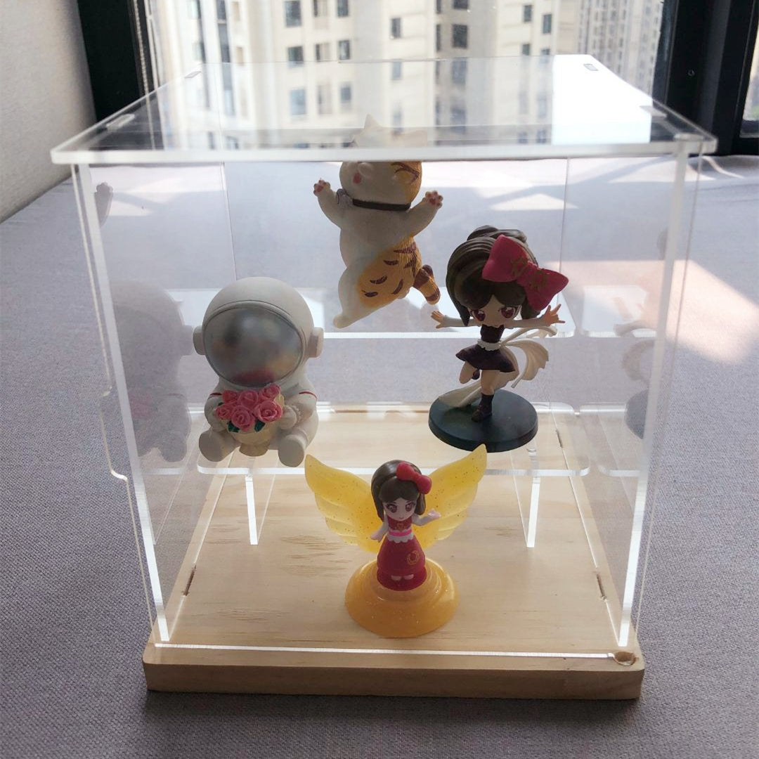 6'' Tall x 6'' Length x 6'' Width Wooden Base Display Case With Side-Open Door