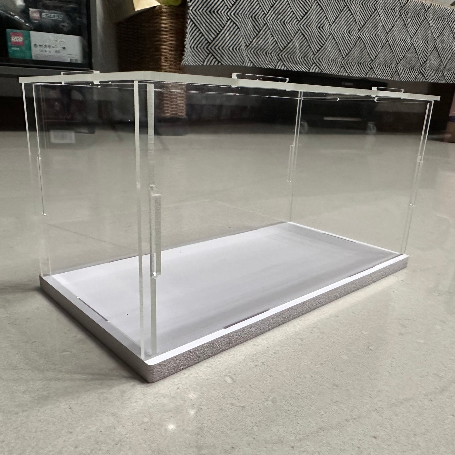 16 inches Tall Self-Assembled Acrylic Display Case With White Base