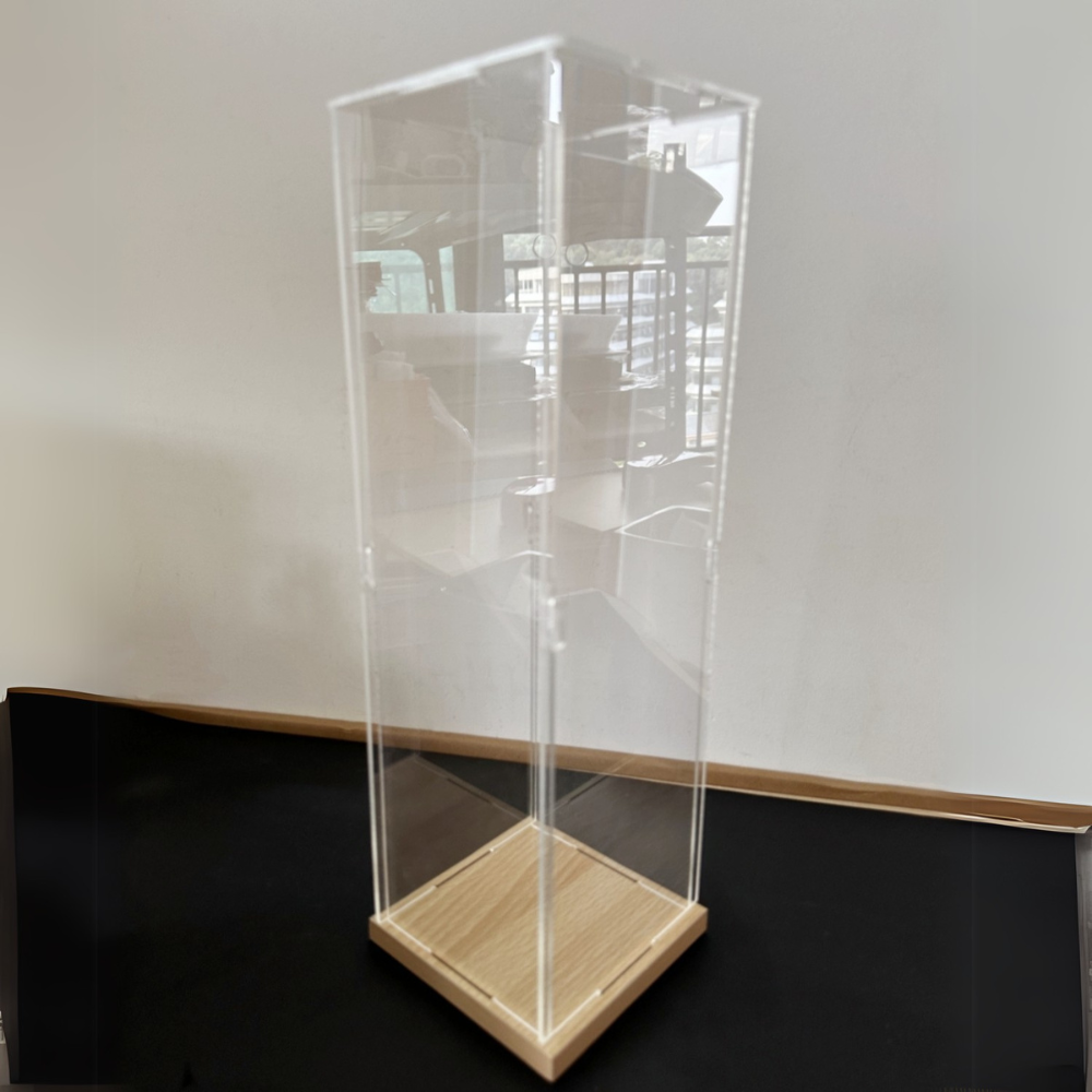 20" Self-Assembled Acrylic Display Box With Wood Base